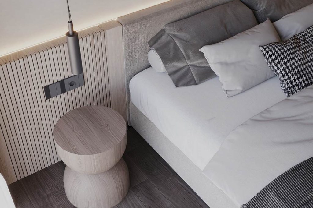 Ξύλινο μοντέρνο στρογγυλό κομοδίνο
